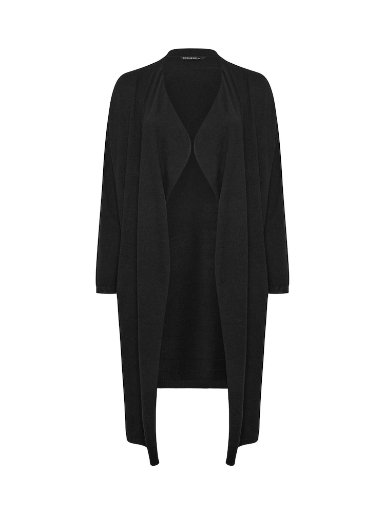 Evans Black Premium Waterfall Cardigan - Image 5 of 5 Evans Black Premium Waterfall Cardigan - Image 5 of 5