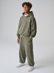 SmALLSAINTS Khaki Green Block Logo Washed Hoodie and Jogger Set - Image 1 of 1