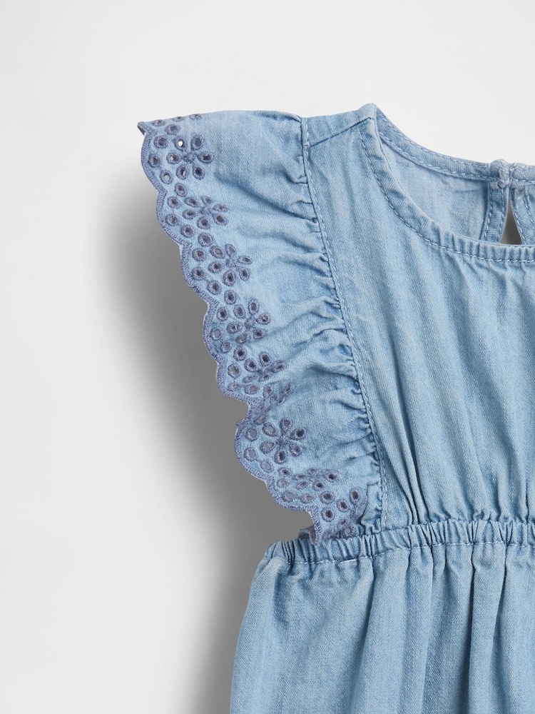 Gap Blue Eyelet Denim One-Piece (0-24mths) - Image 3 of 3
