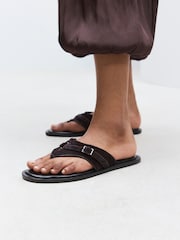 Chocolate Brown N. Premium Buckle Toe Thong Sandals - Image 4 of 4