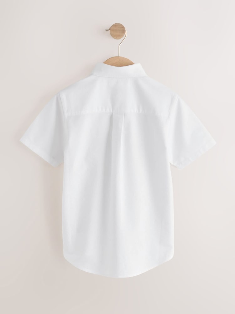 White Short Sleeve Premium Oxford Shirt (3-17yrs) - Image 2 of 4 White Short Sleeve Premium Oxford Shirt (3-17yrs) - Image 2 of 4
