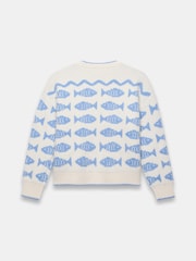 Mint Velvet White Blue Fish Wool Blend Knit Jumper - Image 7 of 7