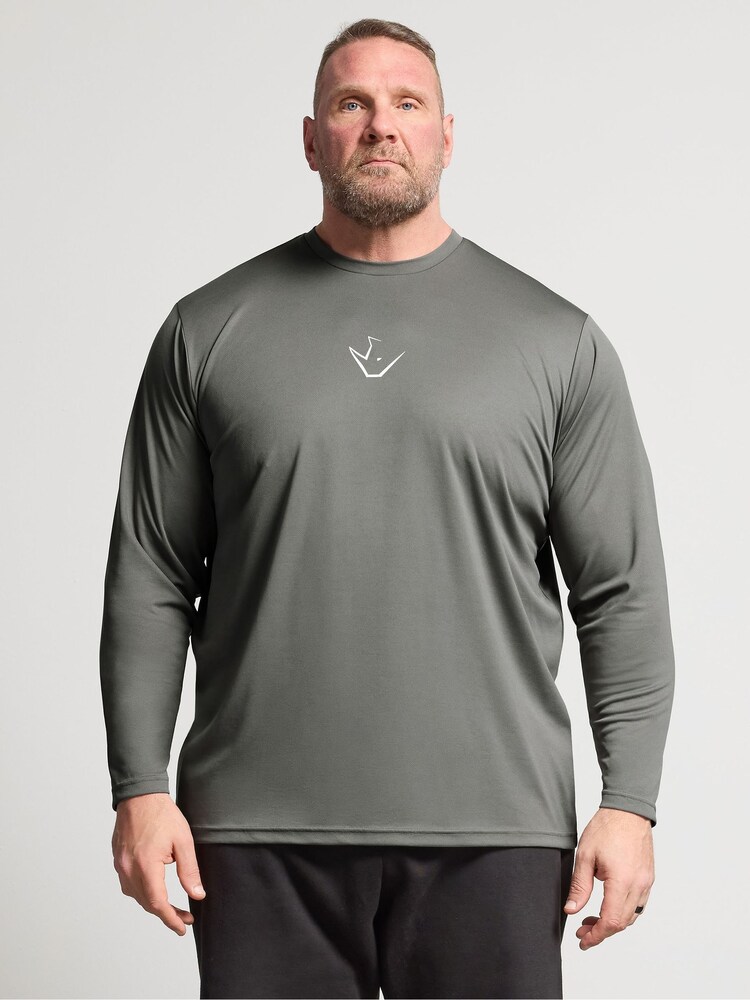 BadRhino Big & Tall Grey Ironrhino Long Sleeve Logo T-Shirt - Image 1 of 6