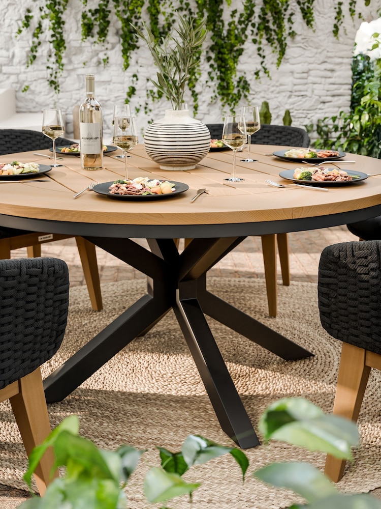 Royalcraft Black Tuscany Garden Set With 6 Elba Dining Chairs - Image 2 of 6