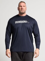 BadRhino Big & Tall Blue Ironrhino Long Sleeve Text Logo T-Shirt - Image 1 of 6
