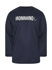 BadRhino Big & Tall Blue Ironrhino Long Sleeve Text Logo T-Shirt - Image 5 of 6