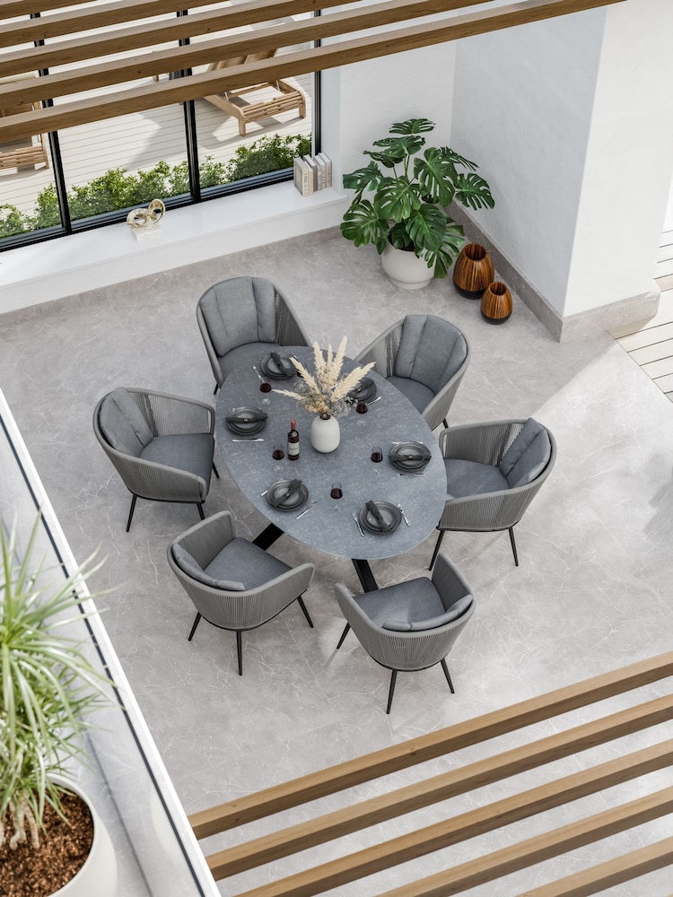 Royalcraft Set of 6 Grey Aspen Oval Garden Rope Chairs - Image 1 of 6 Royalcraft Set of 6 Grey Aspen Oval Garden Rope Chairs - Image 1 of 6