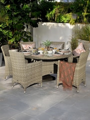 Royalcraft Beige Wentworth 6 Seater Garden Round Dining Set - Image 1 of 6