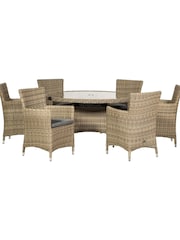Royalcraft Beige Wentworth 6 Seater Garden Round Dining Set - Image 5 of 6