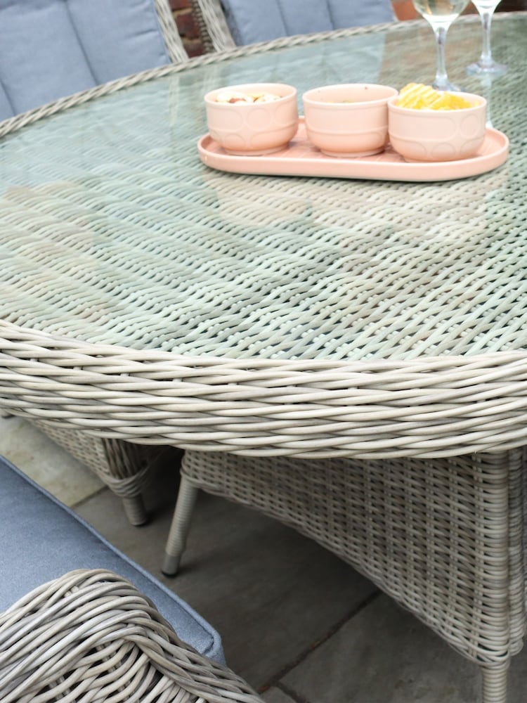 Royalcraft Beige Wentworth 6 Seater Ellipse Highback Dining Set - Image 2 of 5