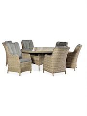 Royalcraft Beige Wentworth 6 Seater Ellipse Highback Dining Set - Image 4 of 5