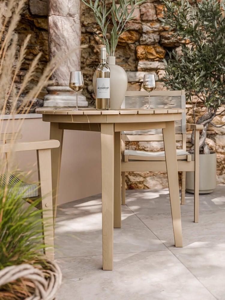 Royalcraft Natural Roma Garden Bistro Table With 2 Rope Stacking Chairs - Image 2 of 6