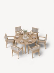 Royalcraft Natural Roma Garden Terrazzo Round Table With 6 Rope Stack Chairs - Image 4 of 6
