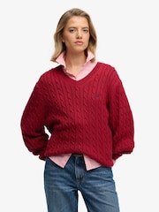Suéter extragrande con cuello de pico y punto de ochos de Superdry - Imagen 1 de 5