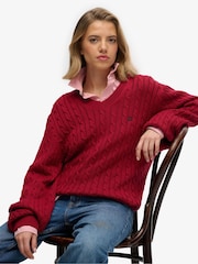 Suéter extragrande con cuello de pico y punto de ochos de Superdry - Imagen 4 de 5