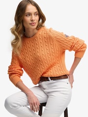 Superdry Orange Slouchy Cable Knit Jumper - Image 2 of 5