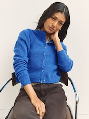 Cobalt Blue Seashell Buttons - Круглый вырез вязаный кардиган - Изображение 1 7