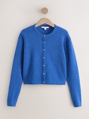 Cobalt Blue Seashell Buttons - Круглый вырез вязаный кардиган - Изображение 5 7