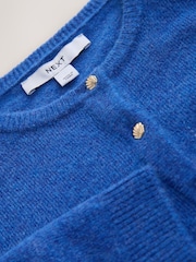 Cobalt Blue Seashell Buttons - Круглый вырез вязаный кардиган - Изображение 6 7