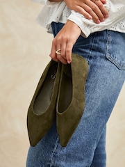 أخضر - Linzi Direct Point Toe Flat Ballet Pumps - صورة 1 من 5