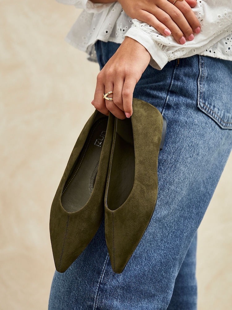 أخضر - Linzi Direct Point Toe Flat Ballet Pumps - صورة 1 من 5