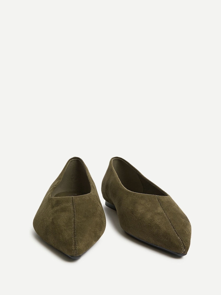 أخضر - Linzi Direct Point Toe Flat Ballet Pumps - صورة 5 من 5