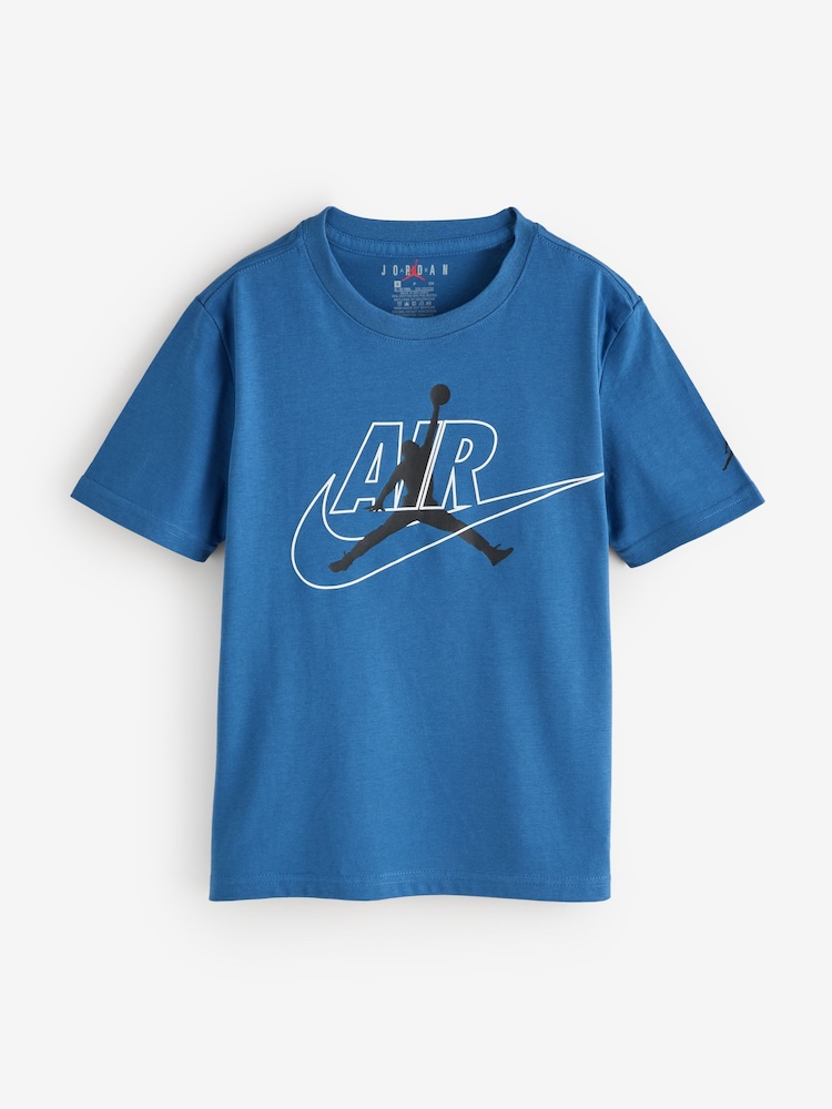 Jordan Blue Air Swoosh Fleece T-Shirt - Image 1 of 1 Jordan Blue Air Swoosh Fleece T-Shirt - Image 1 of 1