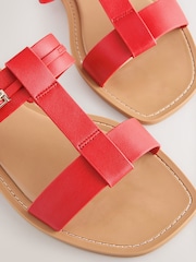 Red Leather Standard/Wide Fit Buckle Trim Sandals - Image 8 of 9
