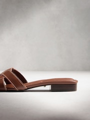 Tan Brown N. Premium Leather Square Toe Mule Sandals - Image 5 of 6