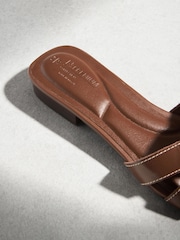 Tan Brown N. Premium Leather Square Toe Mule Sandals - Image 6 of 6