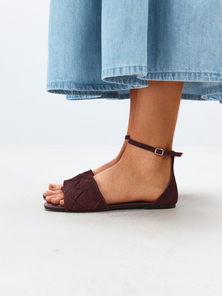 Burgundy Red Forever Comfort® Weave Strap Sandal - Image 2 of 8