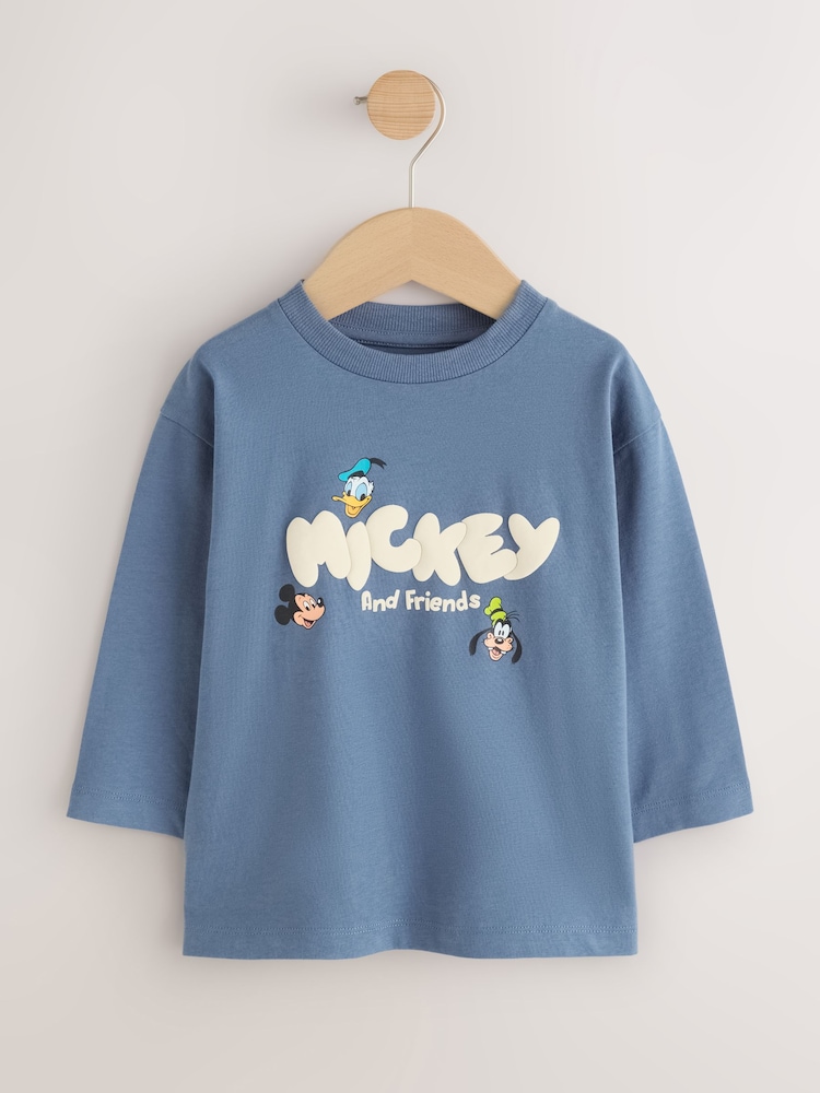 Blue Mickey Mouse Long Sleeve T-Shirt (3mths-8yrs) - Image 1 of 7