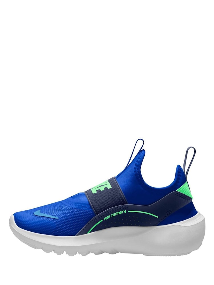 Nike Racer Blue Junior Flex Runner 4 Trainers - Image 2 of 4 Nike Racer Blue Junior Flex Runner 4 Trainers - Image 2 of 4