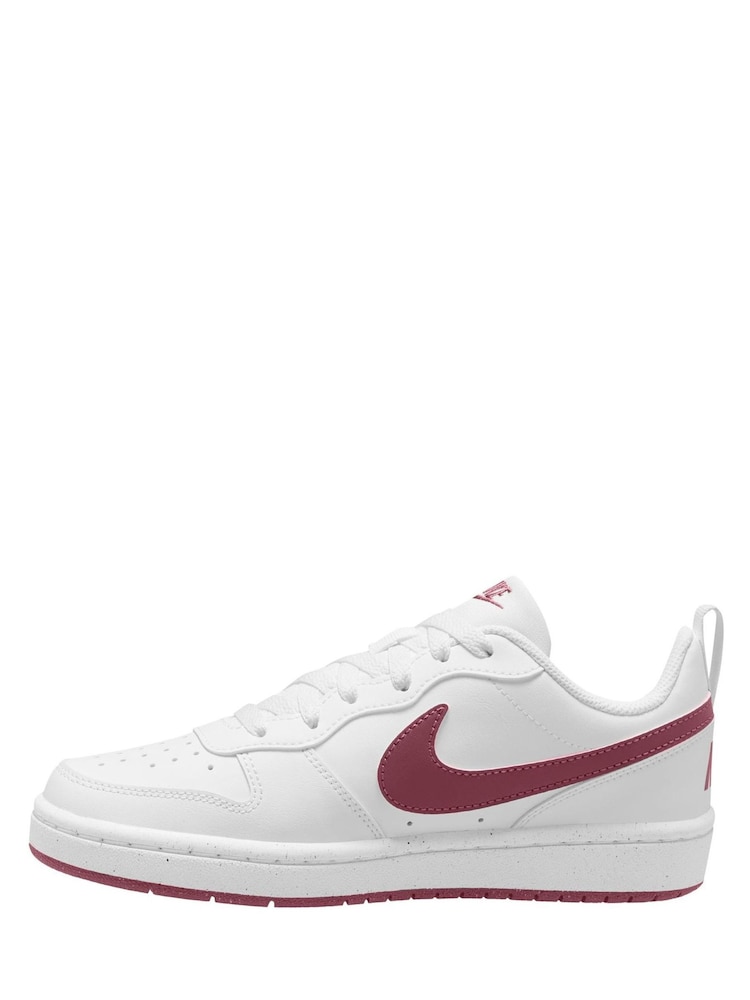 Nike White/Pink Smoke Youth Court Borough Low Recraft Trainers - Image 2 of 4