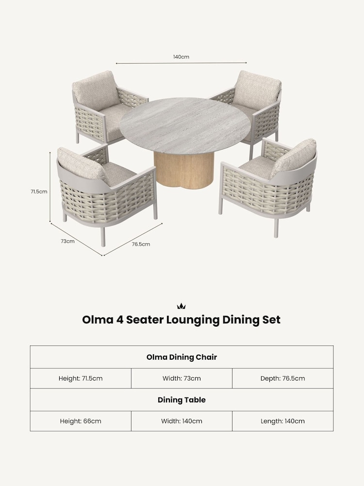 Royalcraft Natural Olma 4 Seater Garden Lounging Dining Set - Image 6 of 6