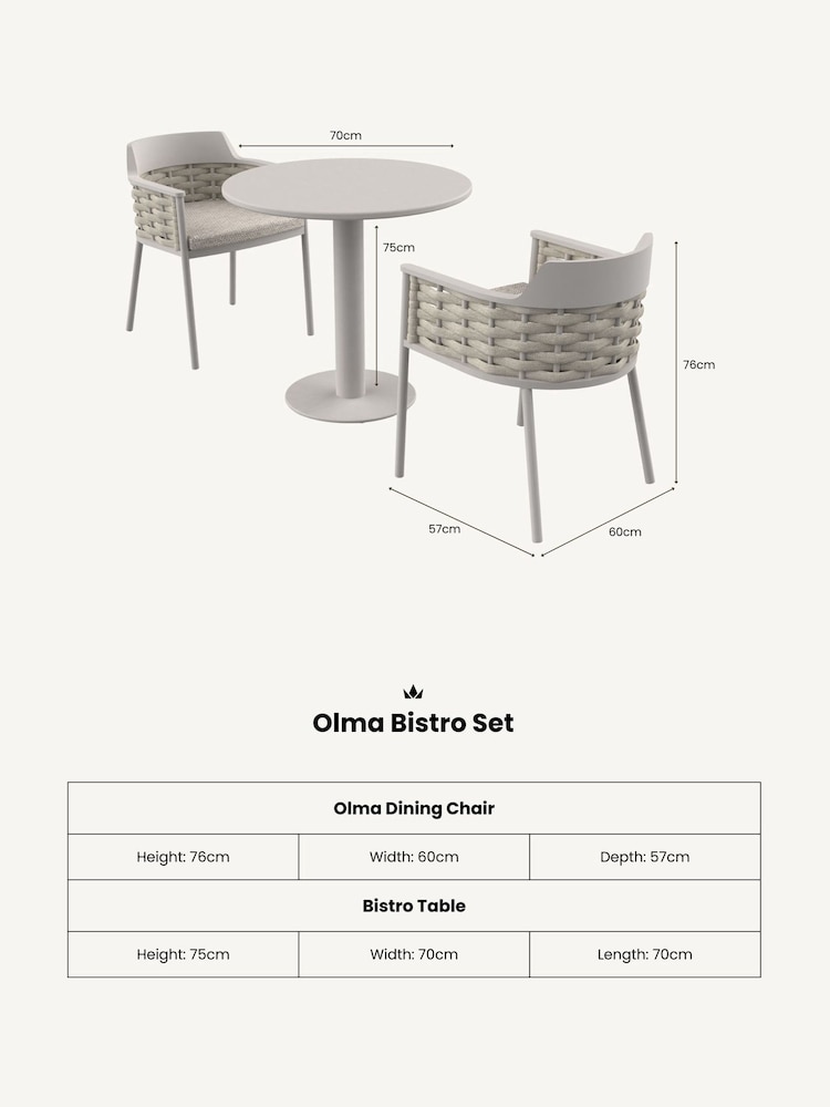 Royalcraft Natural Olma 2 Seater Garden Bistro Set - Image 6 of 6 Royalcraft Natural Olma 2 Seater Garden Bistro Set - Image 6 of 6