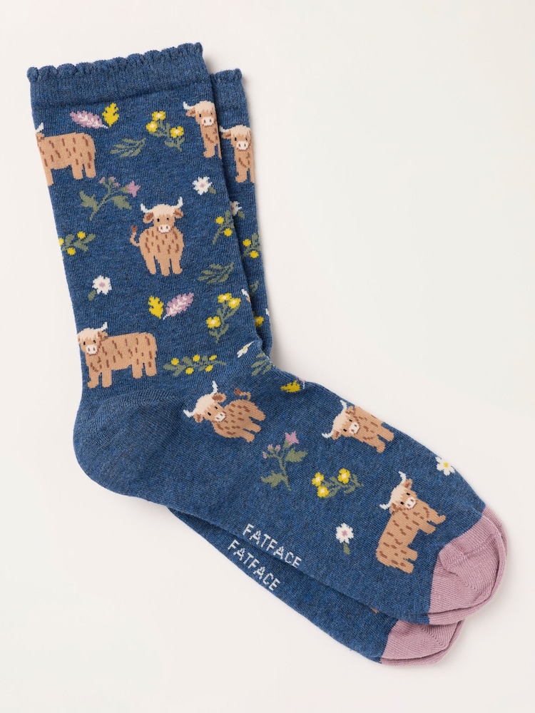 FatFace Socken mit Hochlandrind-Motiv - Bild 1 von 2