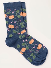 FatFace Navy Pumpkin Socks - Image 1 of 2