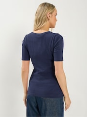 Long Tall Sally Blue Short Sleeve Ribbed Henley T-Shirt - Image 4 of 5