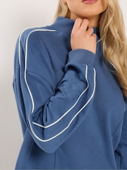 Long Tall Sally Blue High Neck Piped Sweat Top - Image 4 of 6