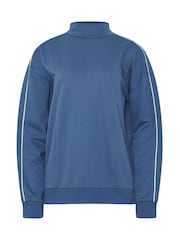 Long Tall Sally Blue High Neck Piped Sweat Top - Image 6 of 6