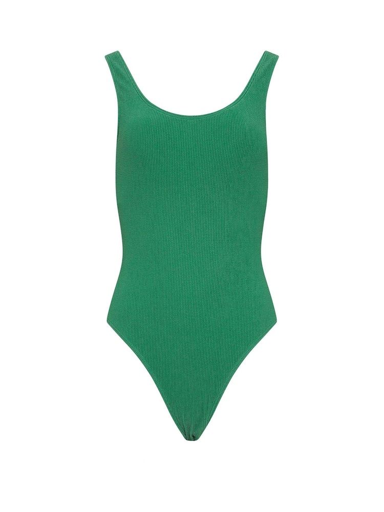 Long Tall Sally Green Textured Swimsuit - Image 1 of 2 Long Tall Sally Green Textured Swimsuit - Image 1 of 2