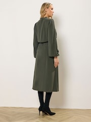 Long Tall Sally Green Tie Neck Acid Wash Midi Dress - Image 3 of 5