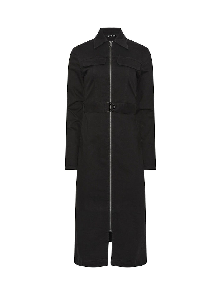 Long Tall Sally Black Denim Zip Thru Midi Dress - Image 5 of 5