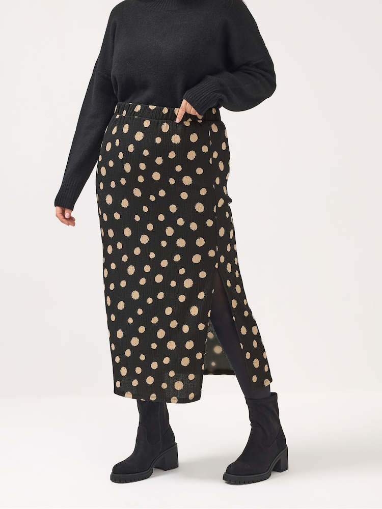 Yours Curve Black Split Detail Skirt - Image 1 of 5 Yours Curve Black Split Detail Skirt - Image 1 of 5