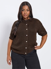 Yours Curve Yellow Lofty Short Sleeve Cardigan - Image 1 of 5