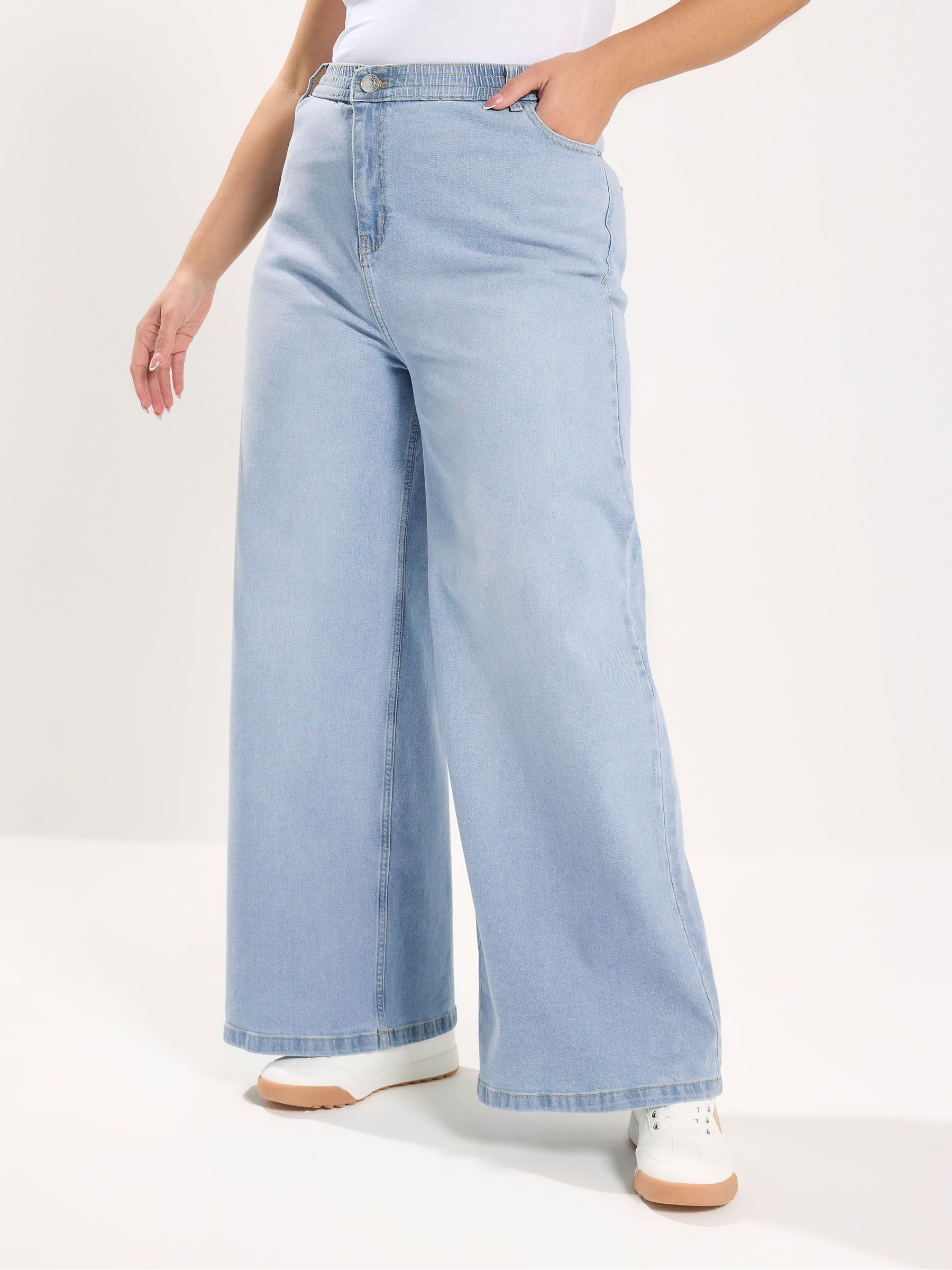 Buy Yours Curve Bleach Blue Wide Leg Slouchy Jeans from Next USA