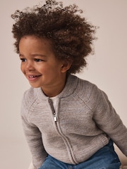 Neutral Twist Zip Through Bomber Cardigan (3mths-7yrs) - Image 5 of 9