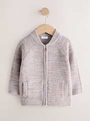 Neutral Twist Zip Through Bomber Cardigan (3mths-7yrs) - Image 6 of 9