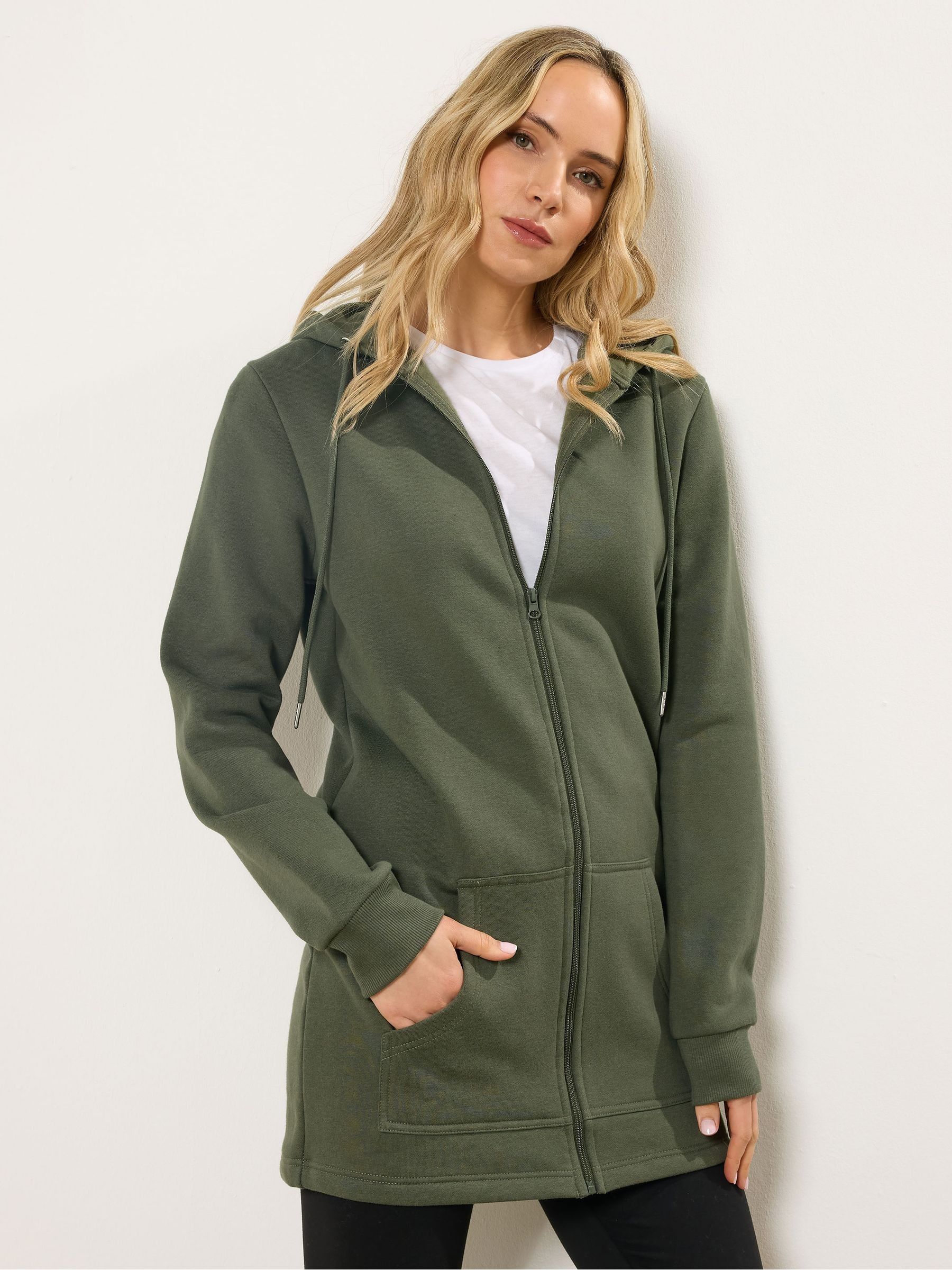 Buy Long Tall Sally Green Longline Zip Hoodie from Next USA